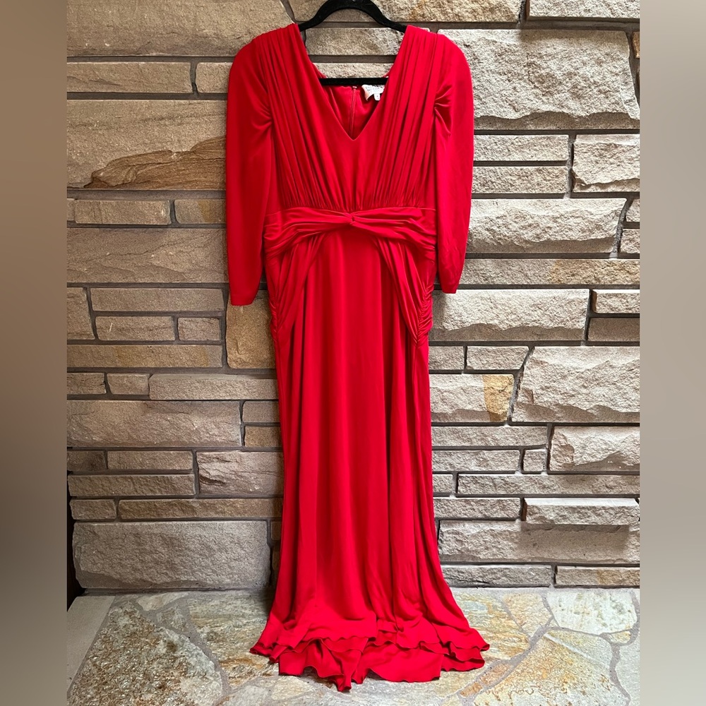 Badgley Mischka Layla Gown Formal Dress Red Maxi size 14 - Picture 2 of 15